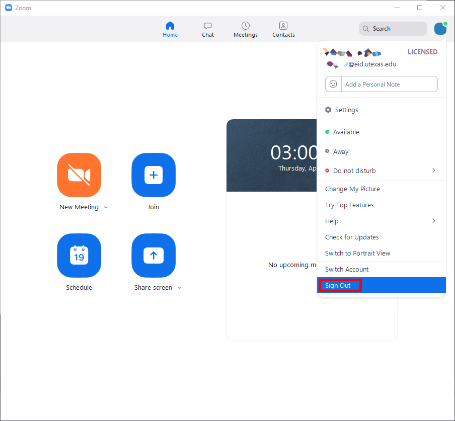 Sign In And Out Of Zoom Zoom The University Of Texas At Austin