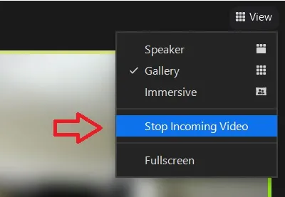 stop incoming video on